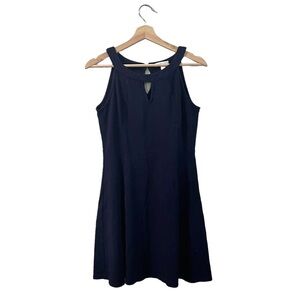 New York & Company Navy Keyhole Sleeveless Fit-and-Flare Dress